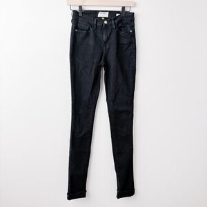 FRAME Forever Karlie Jeans Womens 26 Black Stretch‎ Skinny Denim Indie Sleaze